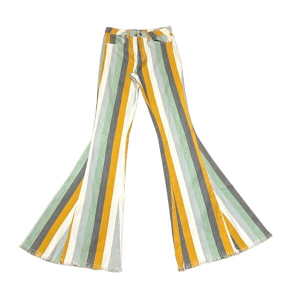 NWT Altar'd State Electra Flare Jeans‎ Bell Bottoms Iceberg Stripe Size Small - Picture 1 of 7